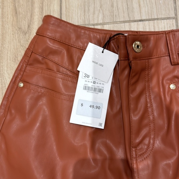 Zara imitated leather wide leg pants - Picture 2 of 4